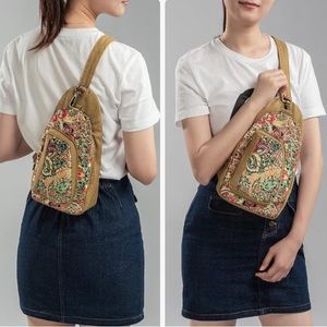 Black Butterfly Small Sling Bag Crossbody Travel Hiking Chest Daypack Backpack